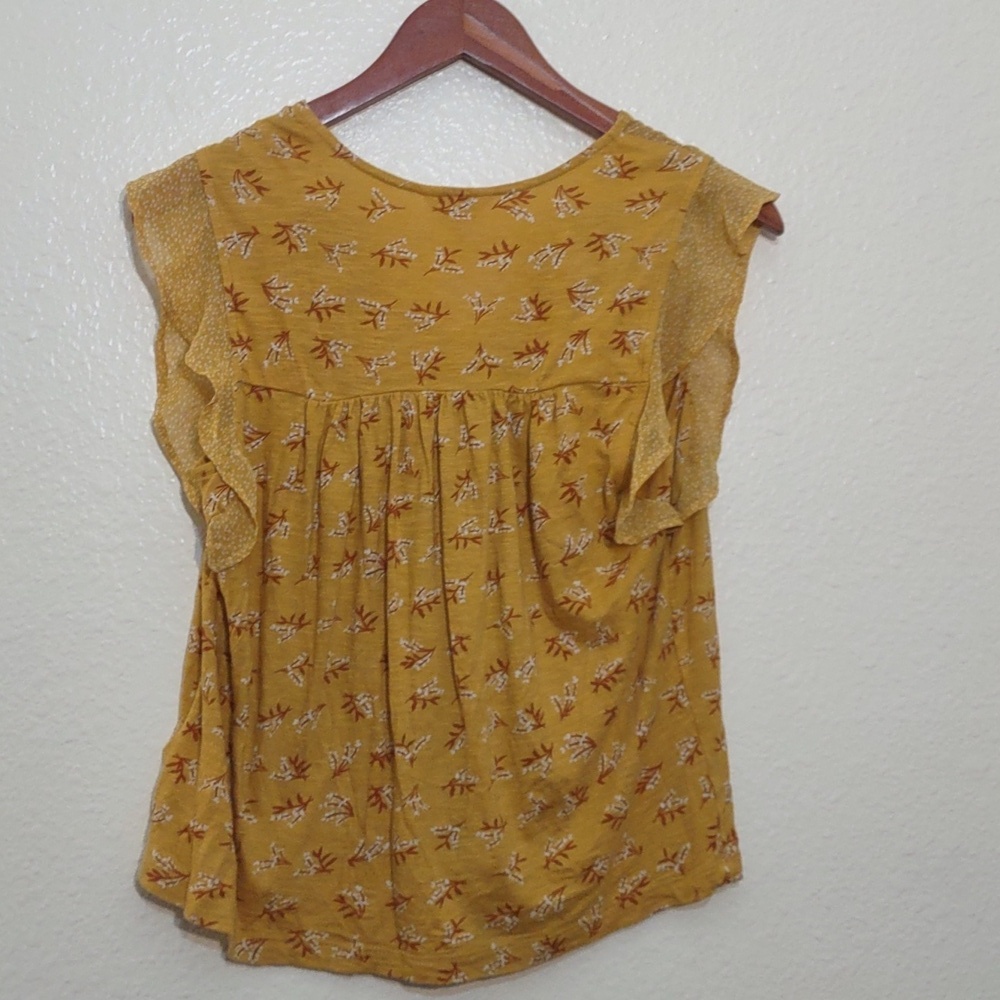 PRE OWNED LUCKY BRAND CAP SLEEVE FLORAL SHIRT SIZE S/P - Picture 5 of 10